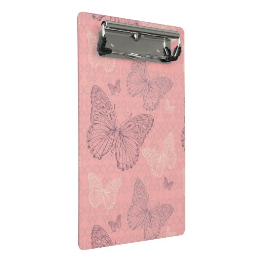 De vlinderroze mini klembord (Schuin)