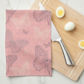 De vlinderroze theedoek (Quarter Fold)