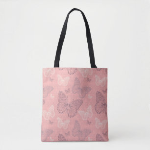 De vlinderroze tote bag