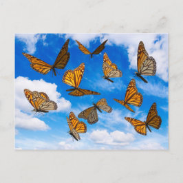 De vlinders van de monarch in de hemel briefkaart