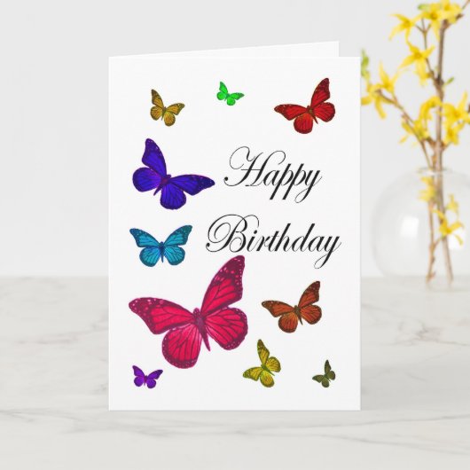 De Vlinders van de verjaardag Kaart (Gele Bloem)