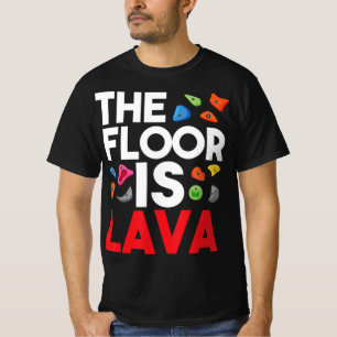 De vloer is een lava-bladerwand, klimmer t-shirt