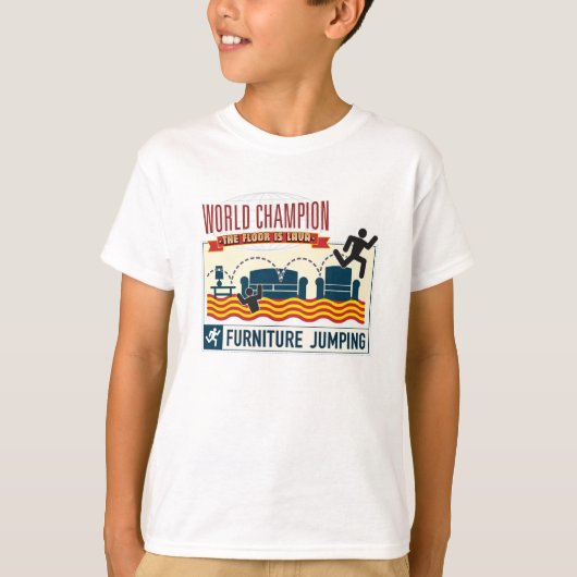 De vloer is Lava. Meubelen, joumping Champ. kind T-shirt (Voorkant)