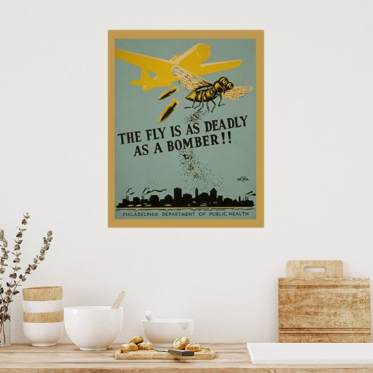 De vlucht is net zo dagvaardend als bomber  WPA Poster (Keuken)