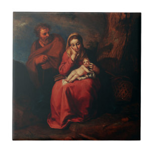 De vlucht naar Egypte door Abraham Bloemaert  Tegeltje