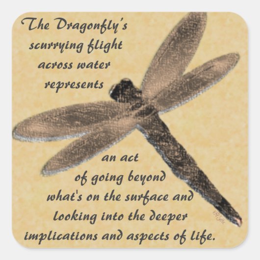 De vlucht van de Dragonfly Vierkante Sticker (Voorkant)