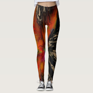 De vlucht van de feniks – vurige abstracte wederge leggings