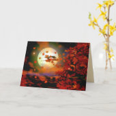 De Vlucht van de Heks van Halloween Kaart (Gele Bloem)