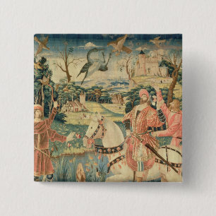 De vlucht van de Heron, Franco-Vlaams Vierkante Button 5,1 Cm