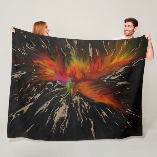 De vlucht van de Phoenix – vurige abstracte wederg Fleece Deken (In situ)