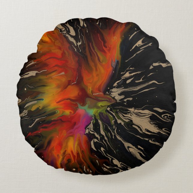 De vlucht van de Phoenix – vurige abstracte wederg Rond Kussen (Voorkant)