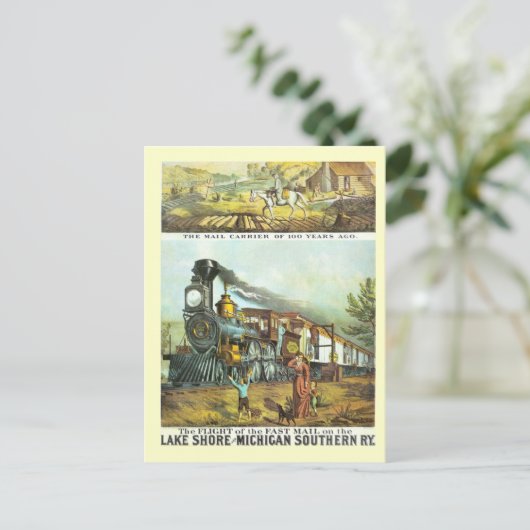 De vlucht van de Snelle Post Briefkaart (Staand voorkant)