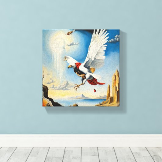 De vlucht van de witte adelaar en lieveheersbeestj canvas afdruk (Insitu (Houten vloer))