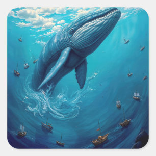 De vlucht van Leviathan naar de vrijheid – Surreal Vierkante Sticker