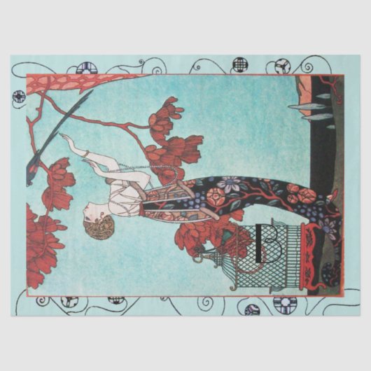 DE VLUCHTGROOTTE, BEAUTY MODE DESIGNER Red Blauwgr Tissuepapier (Voorkant)