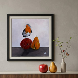 De vluchtige bezoek van de roodborst schilderij do canvas afdruk