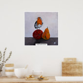 De vluchtige bezoek van de roodborst schilderij do poster (Keuken)