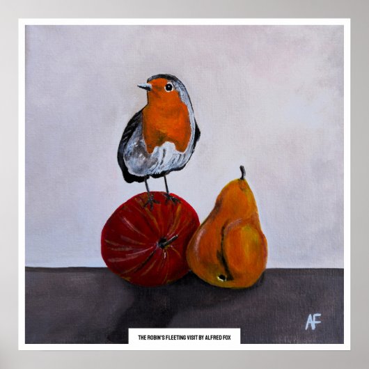 De vluchtige bezoek van de roodborst schilderij do poster (Voorkant)