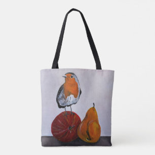 De vluchtige bezoek van de roodborst schilderij do tote bag