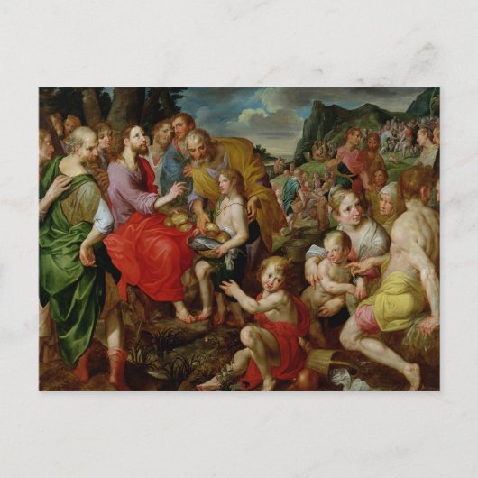 De voeding van de vijfduizend briefkaart (Voorkant)