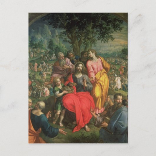 De voeding van de vijfduizend, c.1590 briefkaart (Voorkant)