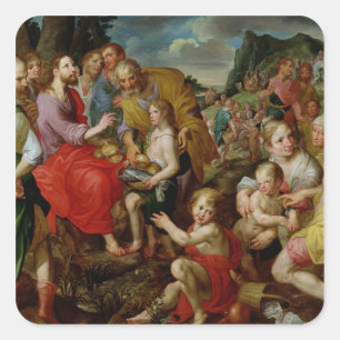 De voeding van de vijfduizend vierkante sticker