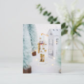 De voedingskraker in de winteromgeving feestdagenkaart (Staand voorkant)