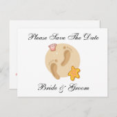 De voetafdrukken van het strand sparen de Datum Aankondigingskaart (Voorkant / Achterkant)