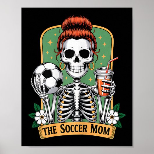 De voetbalmoeder Tarot Kaart Skeleton Game Day Tro Poster (Voorkant)