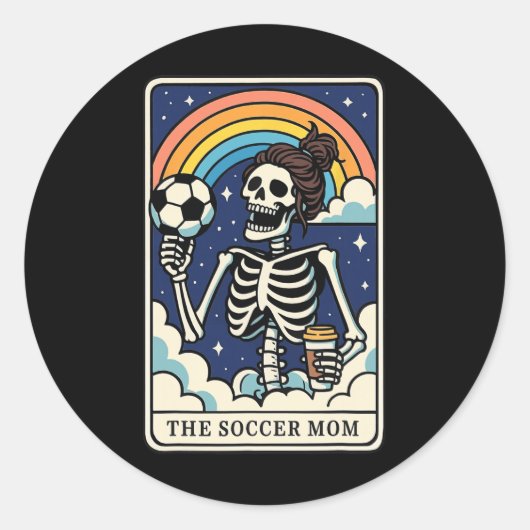 De Voetbalmoeder Tarotkaart _1 Ronde Sticker (Voorkant)