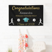 De voetbalspeler afstuderen banner. spandoek (Insitu)