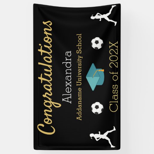 De voetbalspeler afstuderen banner. spandoek (Verticaal)
