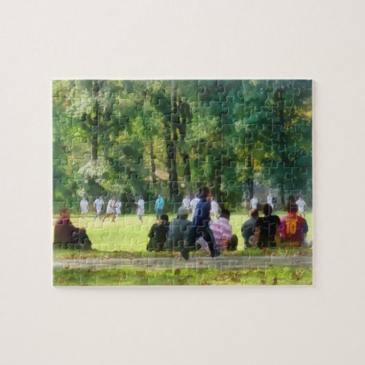 De voetbalwedstrijd bekijken legpuzzel (Horizontaal)