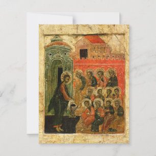 De voetwassing van de discipelen Orthodoxe icoon Briefkaart