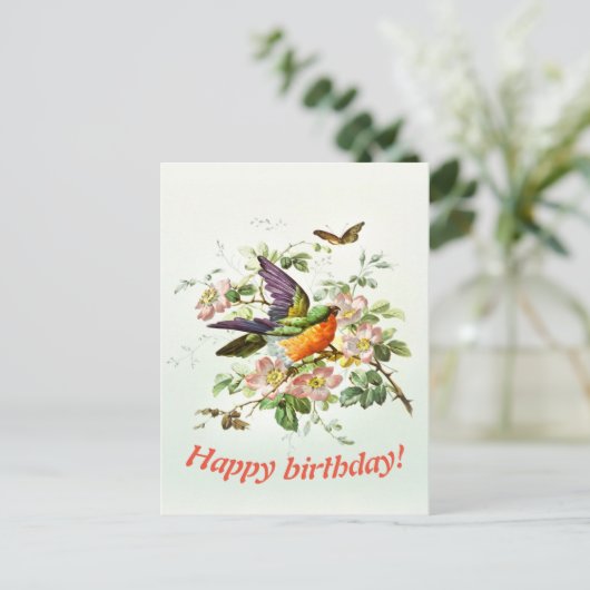 De vogel en de vlinder. briefkaart (Staand voorkant)