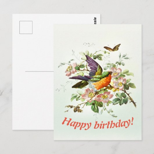 De vogel en de vlinder. briefkaart (Voorkant / Achterkant)