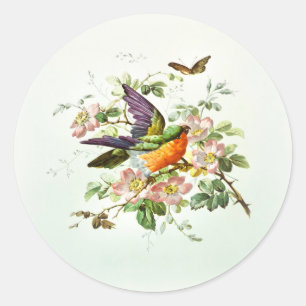 De vogel en de vlinder ronde sticker