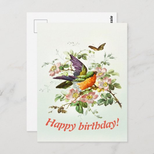 De vogel en de vlinder, Verjaardag Briefkaart (Voorkant / Achterkant)