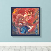 De vogel en het meer acryl schilderij canvas afdruk (Insitu (Houten vloer))