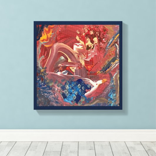 De vogel en het meer acryl schilderij canvas afdruk (Insitu (Houten vloer))