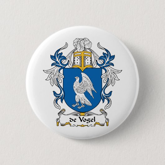 de Vogel Family Crest Ronde Button 5,7 Cm (Voorkant)