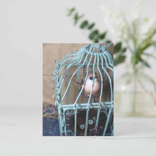 De Vogel houdt de Sleutel Briefkaart (Staand voorkant)