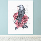 De vogel met de zilveren sleutel canvas afdruk (Insitu (Houten vloer))