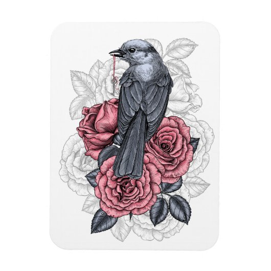 De vogel met de zilveren sleutel magneet (Verticaal)