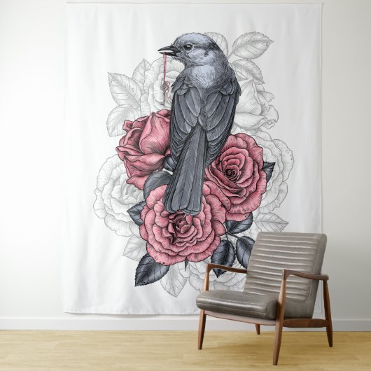 De vogel met de zilveren sleutel wandkleed (In situ)