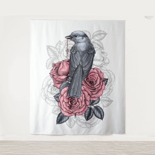 De vogel met de zilveren sleutel wandkleed (Voorkant)