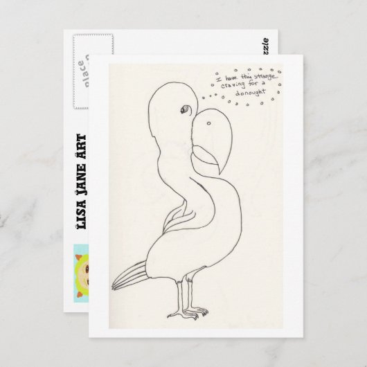 De vogel met het Homer Simpson hoofd Briefkaart (Voorkant / Achterkant)
