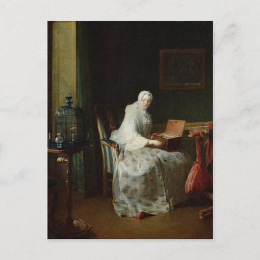 De vogel of een vrouw die haar varieert briefkaart (Voorkant)