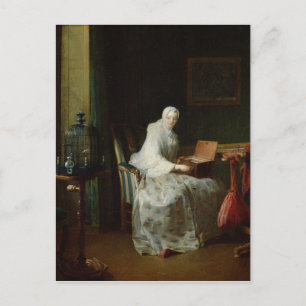 De vogel of een vrouw die haar varieert briefkaart