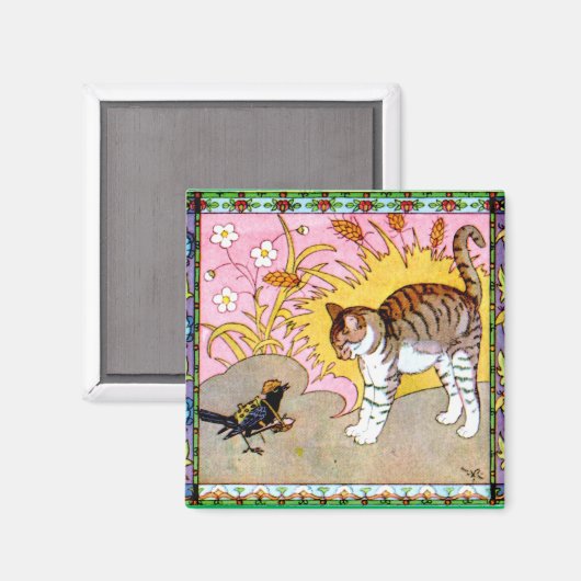 De vogel ontmoet de kat magneet (Voorkant / Achterkant)